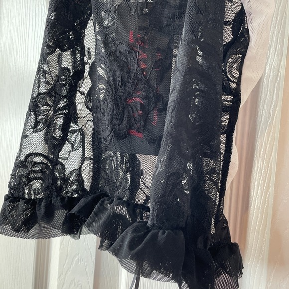 New Romwe Sz 4 Black White Lace Up Bustier Corset Adjustable Straps Y2K Coquette - Picture 12 of 16